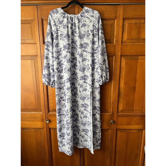 NWT Hill House Women's The Simone Maxi Open Back Dress Lilac Floral Tonal Size L - Picture 3 of 10